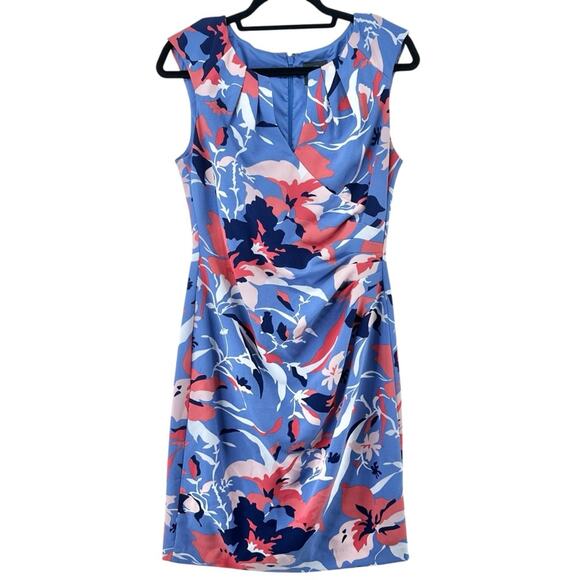 Adrianna Papell Knee Length Sheath Dress Abstract Floral Print women’s sz 10 - Picture 1 of 9